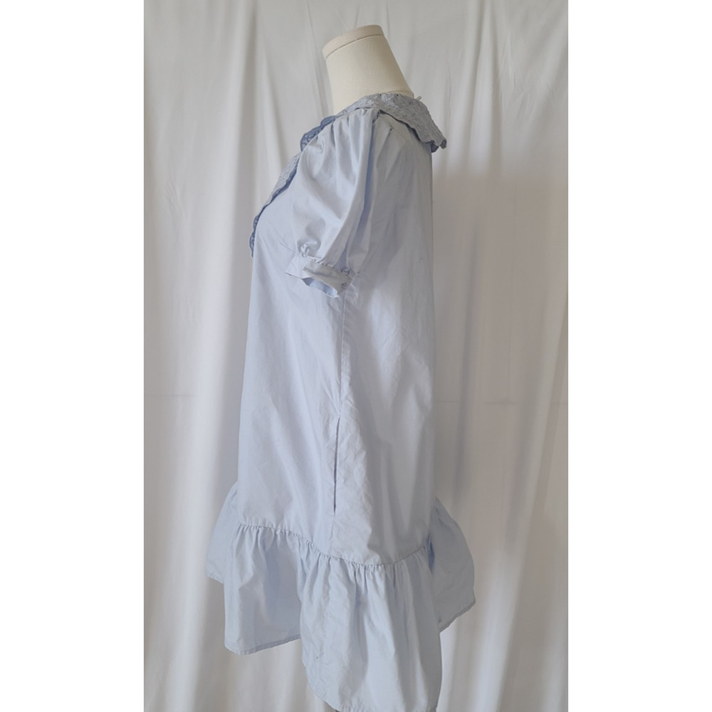 Anthropologie A Loves A Blue Cotton Mini Dress XS Peter Pan - Picture 3 of 5